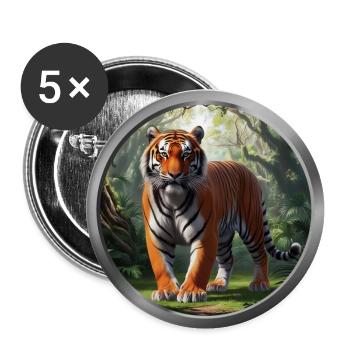 Tiger Animal - 6 - Buttons large 2.2''/56 mm (5-pack) - white - Front