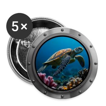 Sea Turtle Animal - 3 - Buttons large 2.2''/56 mm (5-pack) - white - Front
