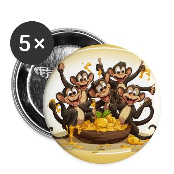The Circus Monkey Mayhem - Buttons large 2.2''/56 mm (5-pack) - white - Front