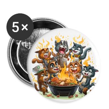 Le brouhaha du barbecue - Lot de 5 grands badges (56 mm) - blanc - Devant