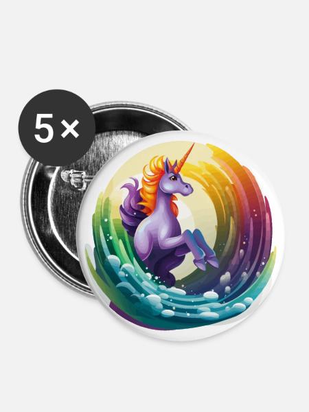 Mystische Kaskade - Buttons groß 56 mm (5er Pack) - Weiß