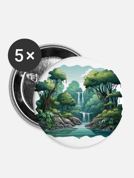 Mystische Kaskaden - Buttons groß 56 mm (5er Pack) - Weiß