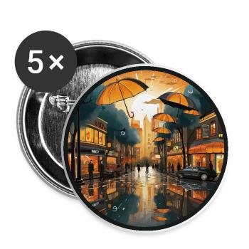 Rainy City Tales - Buttons large 2.2''/56 mm (5-pack) - white - Front