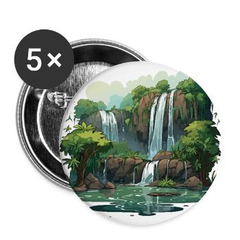 Promenade en cascade - Lot de 5 grands badges (56 mm) - blanc - Devant