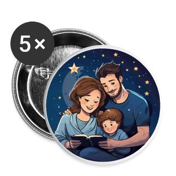 Gute-Nacht-Geschichten - Buttons groß 56 mm (5er Pack) - Weiß - Vorne