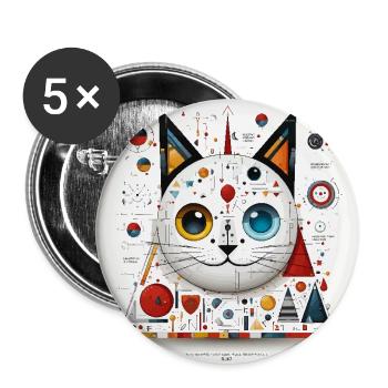 Symphonie der Symmetrie - Buttons groß 56 mm (5er Pack) - Weiß - Vorne