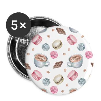 Kaffee und Süßigkeiten Coffee and Sweets - Buttons large 2.2''/56 mm (5-pack) - white - Front