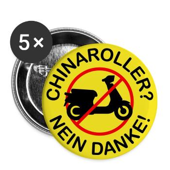 Chinaroller? Nein Danke! (3-farbig) - Buttons groß 56 mm (5er Pack) - Weiß - Vorne