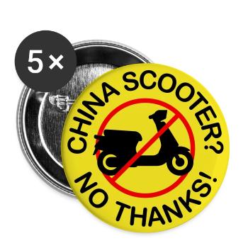 China Scooter? No Thanks! (3-color) - Buttons large 2.2''/56 mm (5-pack) - white - Front