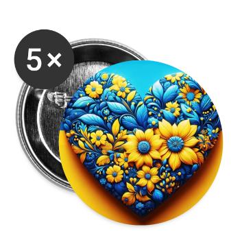 We stand with Ukraine ♥ - Buttons groß 56 mm (5er Pack) - Weiß - Vorne