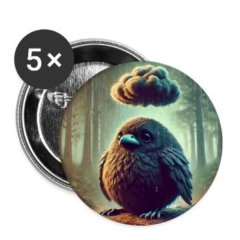 Sad Crow in the Rain - Buttons large 2.2''/56 mm (5-pack) - white - Front
