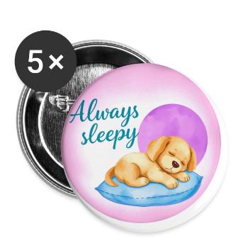 Cute Puppy is always sleepy 1 - Buttons groß 56 mm (5er Pack) - Weiß - Vorne