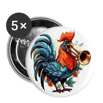 Cock-a-Doodle Jazz - Buttons large 2.2''/56 mm (5-pack) - white - Front