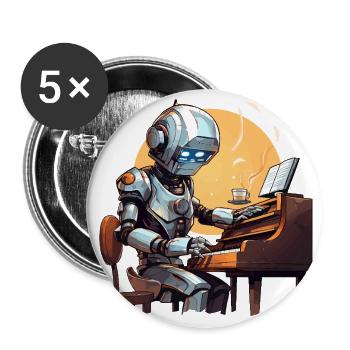 The Robotic Pianist - Buttons large 2.2''/56 mm (5-pack) - white - Front