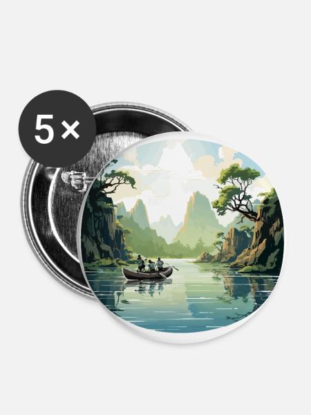 Die Flusswanderer - Buttons groß 56 mm (5er Pack) - Weiß