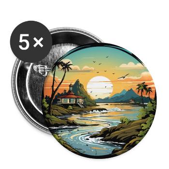 Der Rückzugsort am Strand - Buttons groß 56 mm (5er Pack) - Weiß - Vorne