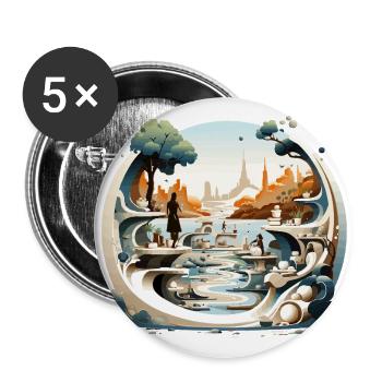 Skulptur: Kunstparadies im Freien für Enthusiasten - Buttons groß 56 mm (5er Pack) - Weiß - Vorne