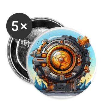 Chroniken der Zeit - Buttons groß 56 mm (5er Pack) - Weiß - Vorne