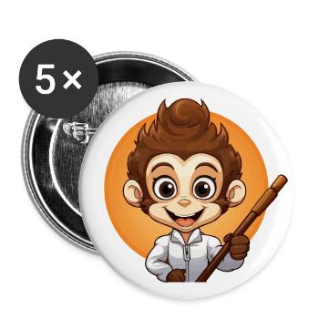 Monkey Selfie Stick - Buttons large 2.2''/56 mm (5-pack) - white - Front