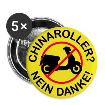 Chinaroller? Nein Danke! (3-farbig) - Buttons groß 56 mm (5er Pack) - Weiß - Vorne