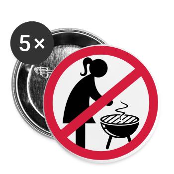 NO GIRLS ON GRILL - Buttons large 2.2''/56 mm (5-pack) - white - Front