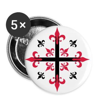 02 Croix du Chevalier / Mousquetaires 2c / - Lot de 5 grands badges (56 mm) - blanc - Devant