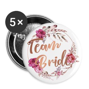 Team Bride JGA - Buttons groß 56 mm (5er Pack) - Weiß - Vorne