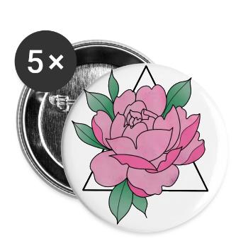 Rose Pfingstrose Flower - Buttons groß 56 mm (5er Pack) - Weiß - Vorne