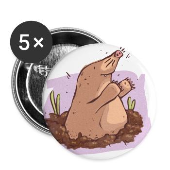 Moles in the earth - Buttons large 2.2''/56 mm (5-pack) - white - Front