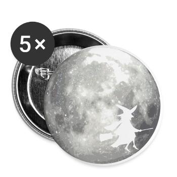 Full moon with witch - Buttons large 2.2''/56 mm (5-pack) - white - Front