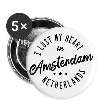 Amsterdam Pays-Bas Hollande - Lot de 5 grands badges (56 mm) - blanc - Devant