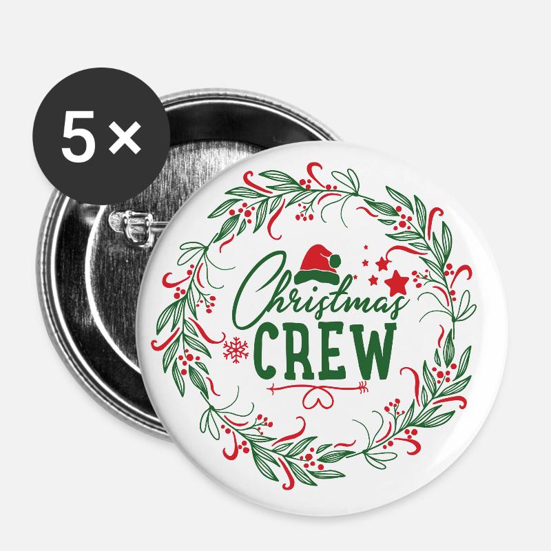 christmas crew - Buttons large 2.2''/56 mm (5-pack) - white