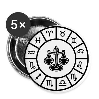 Waage Sternzeichen Kreis Minimal - Buttons groß 56 mm (5er Pack) - Weiß - Vorne