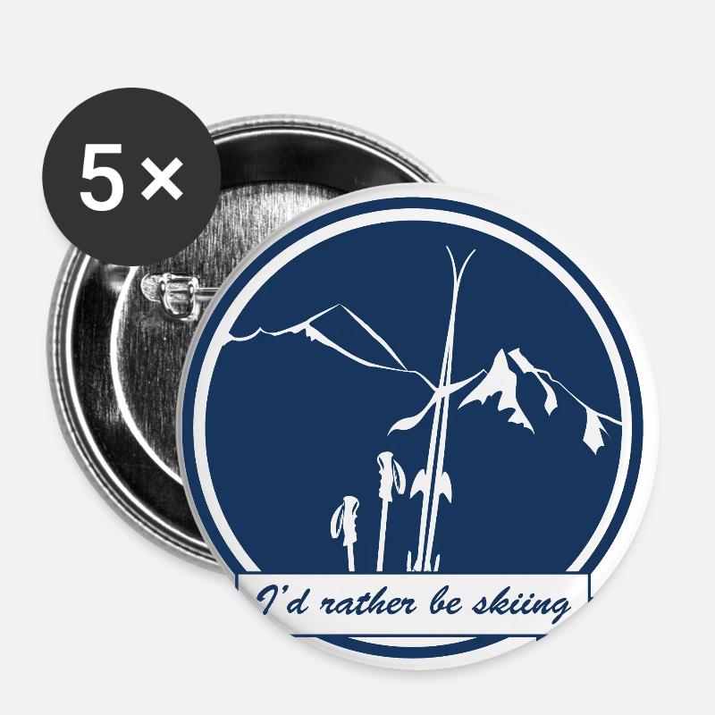 I d rather be skiing round mountain - Buttons large 2.2''/56 mm (5-pack) - white