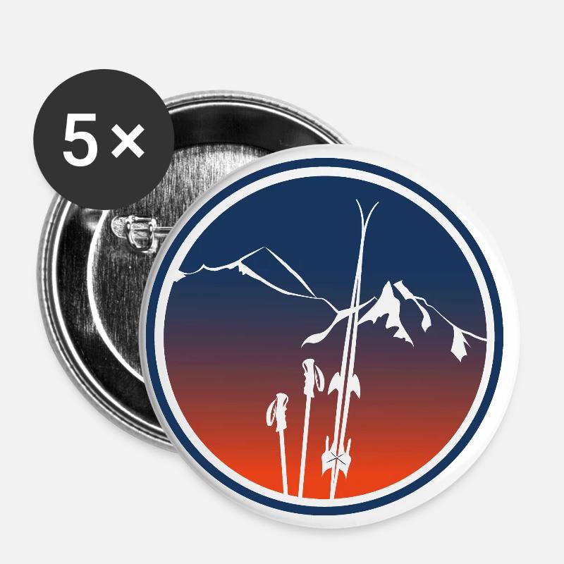 mountain alps ski leewarddesign - Buttons large 2.2''/56 mm (5-pack) - white