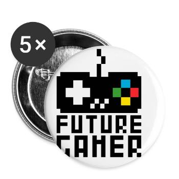 Future Gamer Nachwuchs Gaming Baby Jungen Kinder - Buttons groß 56 mm (5er Pack) - Weiß - Vorne