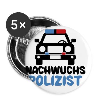 Polizei Nachwuchs Baby Junge Polizeiauto Kinder - Buttons groß 56 mm (5er Pack) - Weiß - Vorne