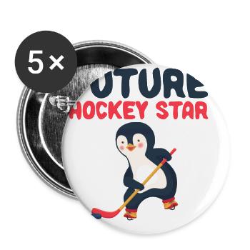 Future Hockey Star Eishockeyspieler Baby Junge - Buttons groß 56 mm (5er Pack) - Weiß - Vorne