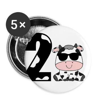 Second Second 2nd 2nd Birthday Cow Baby Girl - Buttons large 2.2''/56 mm (5-pack) - white - Front