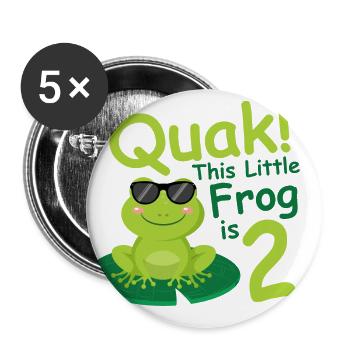 Birthday Shirt 2 Year Frog Baby Girl Boy - Buttons large 2.2''/56 mm (5-pack) - white - Front