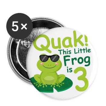 Birthday Shirt 3 year Frog Baby Girl Boy - Buttons large 2.2''/56 mm (5-pack) - white - Front
