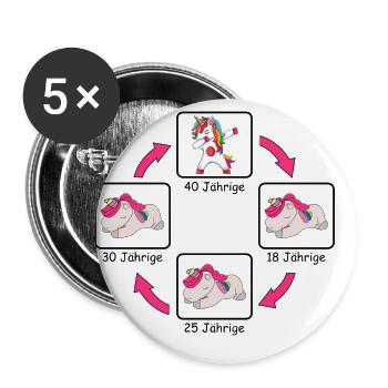 40 40er Jahre Jährige Geburtstag Frau Einhorn - Buttons groß 56 mm (5er Pack) - Weiß - Vorne
