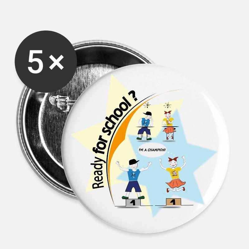 Ready for school? Clever student - Buttons large 2.2''/56 mm (5-pack) - white