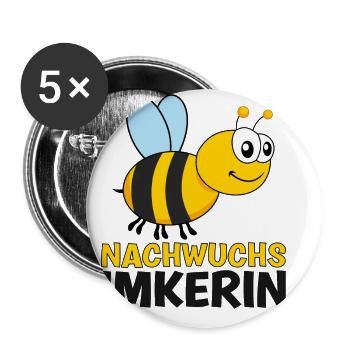 Nachwuchs Imkerin Biene Kinder Baby Mädchen - Buttons groß 56 mm (5er Pack) - Weiß - Vorne