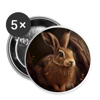 Le lièvre cherche refuge - Lot de 5 grands badges (56 mm) - blanc - Devant