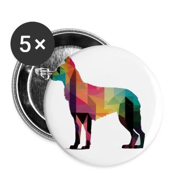 Beau chien - chien coloré - Lot de 5 grands badges (56 mm) - blanc - Devant