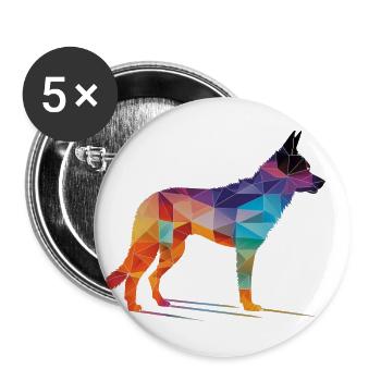 Chien coloré - Beau chien - Lot de 5 grands badges (56 mm) - blanc - Devant