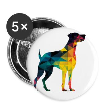 Chien coloré - Beau chien - Lot de 5 grands badges (56 mm) - blanc - Devant