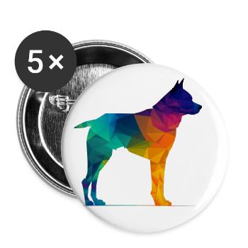Chien coloré - Beau chien - Lot de 5 grands badges (56 mm) - blanc - Devant