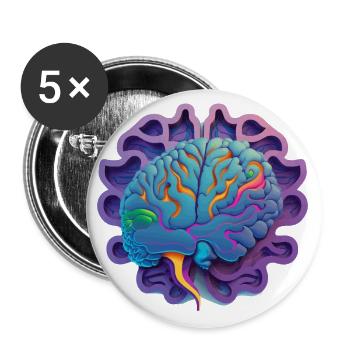 purple brain Geschenk - Buttons groß 56 mm (5er Pack) - Weiß - Vorne
